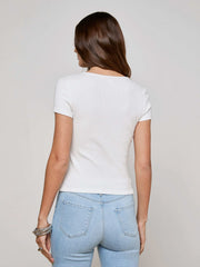 Brynlee Scoopneck Tee in White | L'AGENCE US