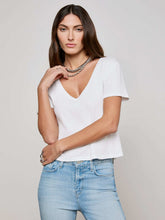 Carly V-Neck Tee in White | L'AGENCE near me