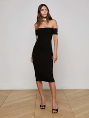 Yazzy Off-The-Shoulder Dress in Black | L'AGENCE online