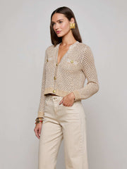 Blanca Sequin Cardigan in Natural Multi/Gold | L'AGENCE discount