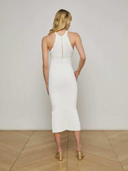 Kimi Pleat Hem Midi Dress in Ivory | L'AGENCE US