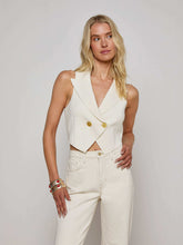 Zadie Knit Vest in Ivory/Gold | L'AGENCE Women