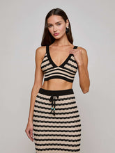 Reverie Pointelle Knit Bralette in Black/Natural Stripe | L'AGENCE US