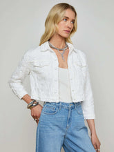 Koda Cropped Jean Jacket in Textile Blanc | L'AGENCE for sale