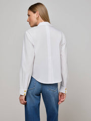 Cosette Shirt in White/Gold | L'AGENCE Women
