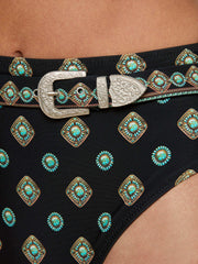 Vanessa High-Waisted Bikini Bottom in Medallion print | L'AGENCE online