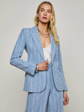 Chamberlain Pinstriped Blazer in Sky Blue/White Pinstripe | L'AGENCE Women