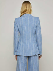 Chamberlain Pinstriped Blazer in Sky Blue/White Pinstripe | L'AGENCE Women