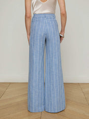 Pilar Pinstriped Wide-Leg Pant in Sky Blue/White Pinstripe | L'AGENCE near me