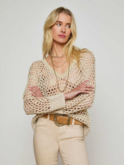 Nashwa Embellished Sweater in Natural Multi Pearls | L'AGENCE discount