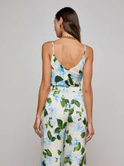 Lexi Satin Camisole in Ivory/Light Blue Large Hydrangea | L'AGENCE for sale