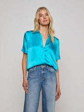 Ellah Silk Blouse in Bright Aqua | L'AGENCE US
