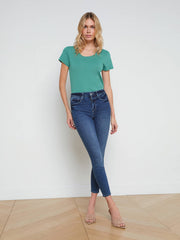 Cory Cotton Scoopneck Tee in Lagoon | L'AGENCE sale