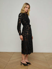 Emilio Lace Shirt Dress in Black | L'AGENCE online