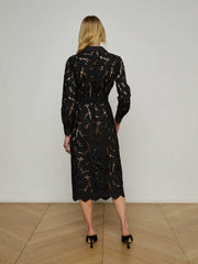 Emilio Lace Shirt Dress in Black | L'AGENCE online