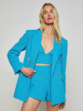 Riva Knit Blazer in Blue Teal | L'AGENCE online