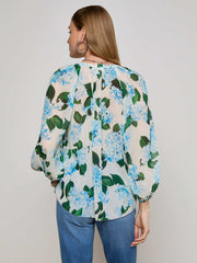Teagan Blouse in Ivory/Light Blue Hydrangea | L'AGENCE near me