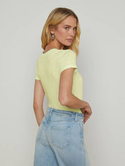 Becca Cotton V-Neck Tee in Pale Daffodil | L'AGENCE Women