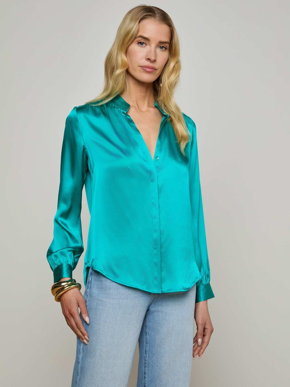 Bianca Blouse in Tropical Teal | L'AGENCE Women