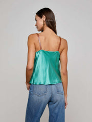 Lux Silk Buckle-Strap Camisole in Sage Lagoon | L'AGENCE Women