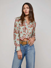 Akemi Cropped Lace Top in Multi Colored Eyelet | L'AGENCE Women