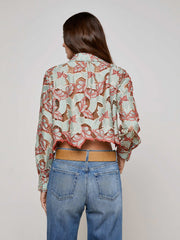 Akemi Cropped Lace Top in Multi Colored Eyelet | L'AGENCE Women
