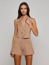 Zadie Knit Vest in Dark Cappuccino/Gold | L'AGENCE online