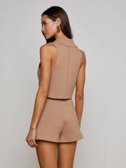 Zadie Knit Vest in Dark Cappuccino/Gold | L'AGENCE online