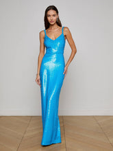 Karma Sequin Maxi Dress in Dresden Blue Sequin | L'AGENCE US