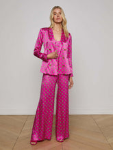 Fuchsia Pilar Silk Wide-Leg Pant in Turquoise Southwestern Geo | L'AGENCE online