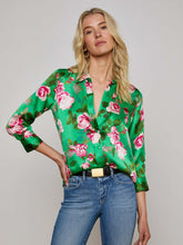 Dani Silk Blouse in Green Multi Santa Fe Rose | L'AGENCE US