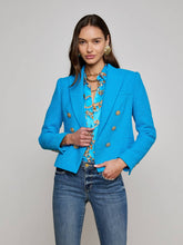 Brooke Tweed Blazer in Dresden Blue/Gold Chain | L'AGENCE Women