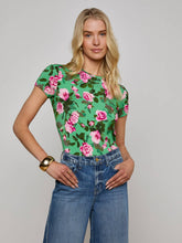Ressi Fitted Tee in Green Multi Santa Fe Rose | L'AGENCE online