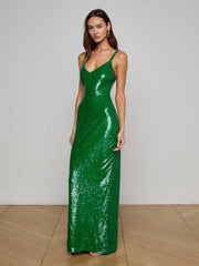 Karma Sequin Maxi Dress in Green Sequin | L'AGENCE sale