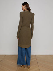 Noe Double-Breasted Cardigan in Pine/Gold | L'AGENCE for sale