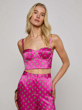 Sonya Silk Bustier in Fuchsia/Turquoise Southwestern Geo | L'AGENCE near me
