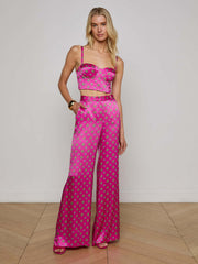 Sonya Silk Bustier in Fuchsia/Turquoise Southwestern Geo | L'AGENCE near me