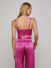Sonya Silk Bustier in Fuchsia/Turquoise Southwestern Geo | L'AGENCE near me