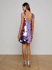 Andie Paillette Mini Dress in Purple Sequin | L'AGENCE Women