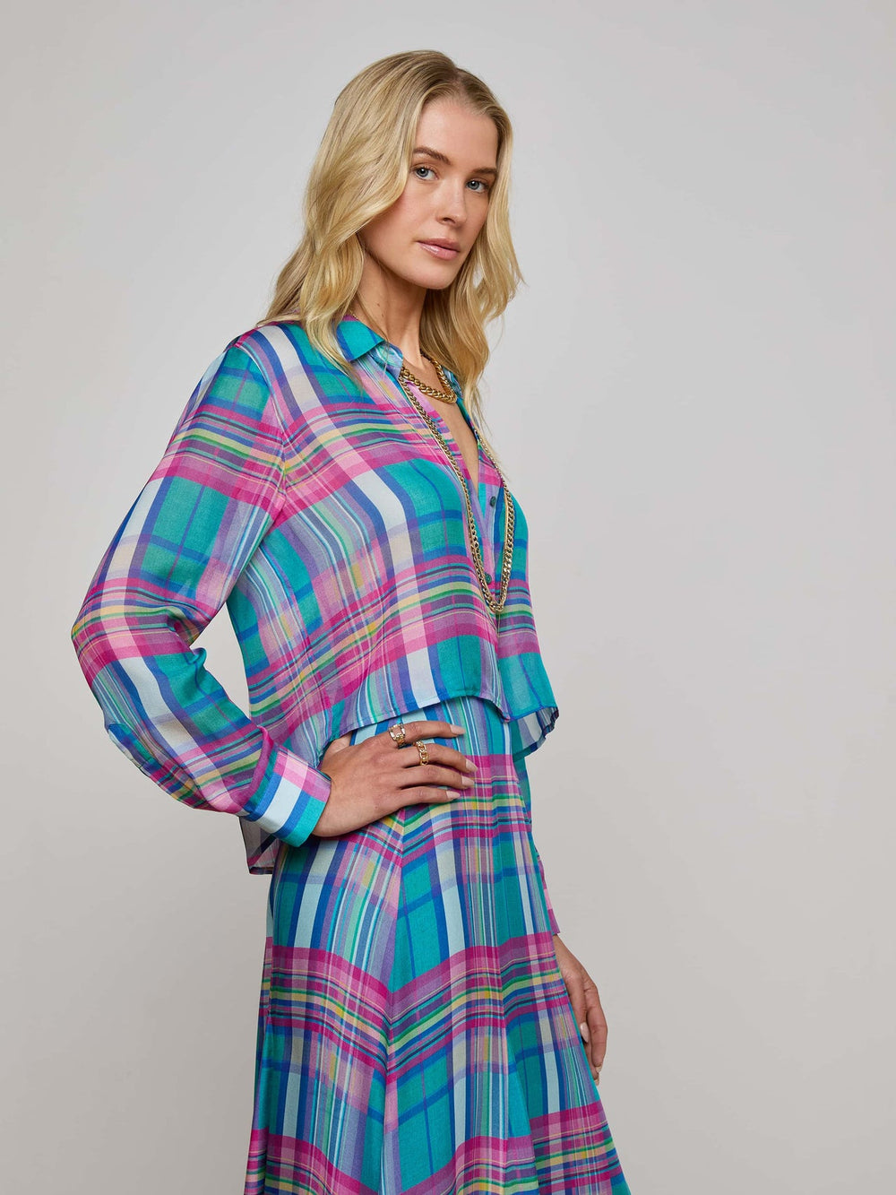 Cosette Plaid Shirt in Multi Colorful Plaid | L'AGENCE near me