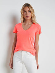 Becca Cotton V-Neck Tee in Coral | L'AGENCE sale