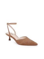 Liana Suede Kitten-Heel Mule in Sand Suede | L'AGENCE US