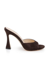 Avery Suede Open-Toe Mule in Dark Brown Suede | L'AGENCE for sale