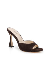 Avery Suede Open-Toe Mule in Dark Brown Suede | L'AGENCE for sale