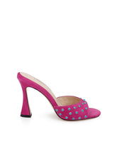 Lucienne Embellished Suede Mule in Magenta Suede | L'AGENCE for sale