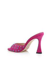 Lucienne Embellished Suede Mule in Magenta Suede | L'AGENCE for sale