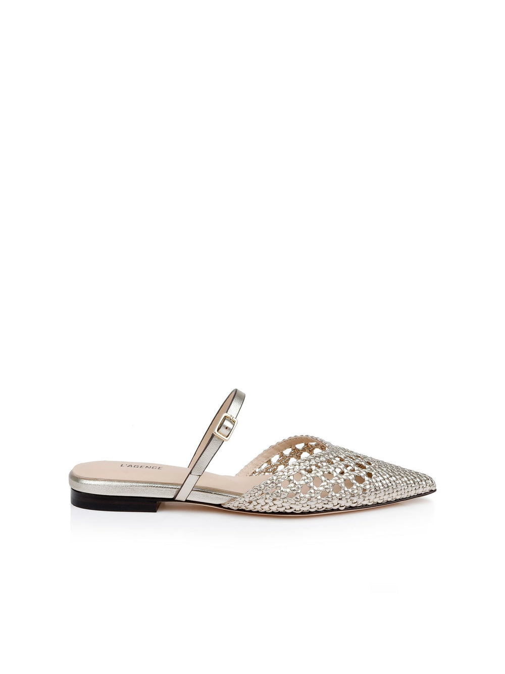 Jacklyn Leather Flat Mule in Gold Leather | L'AGENCE discount