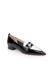 Maelys Patent Leather Loafer in Black/White Patent | L'AGENCE online