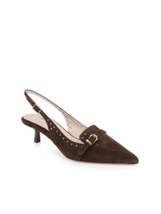 Lourdes Suede Slingback Pump in Dark Brown Suede | L'AGENCE near me