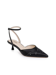 Liana Leather Kitten-Heel Mule in Black Leather | L'AGENCE sale